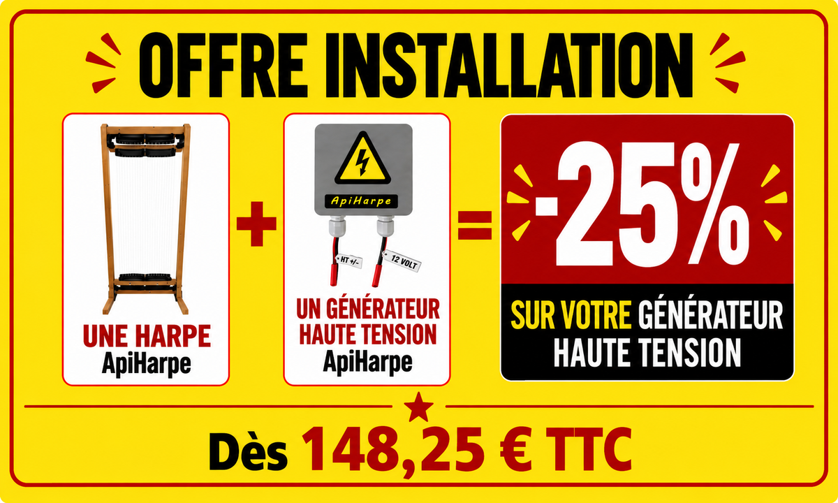 offre promotionelle 1 harpe anti frelons  asiatiques ApiHarpe + generateur haute tension Apiharpe